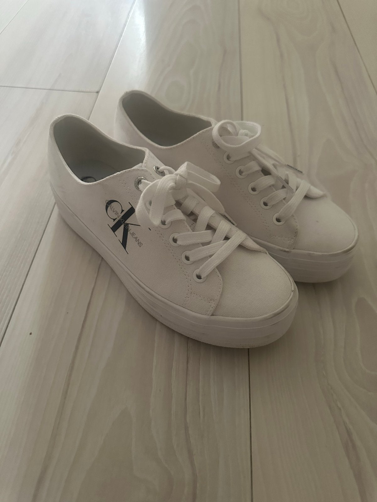 Calvin Klein Jeans witte sneakers, maat 38, Ophalen of Verzenden, Gedragen, Wit, Sneakers of Gympen