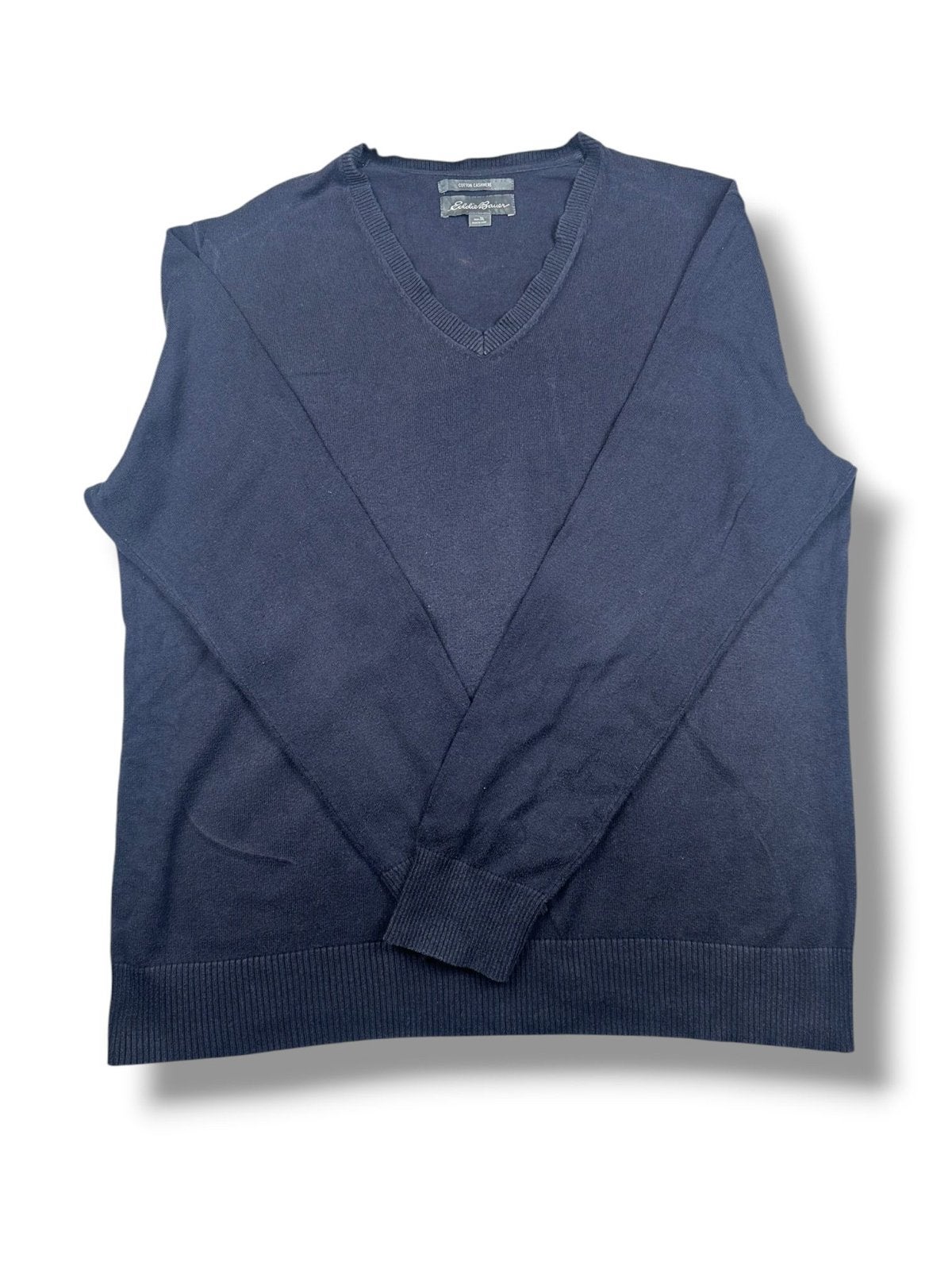 Eddie Bauer V-hals Trui - Donkerblauw - Maat XL, Ophalen of Verzenden, Gedragen, Maat 56/58 (XL), Blauw