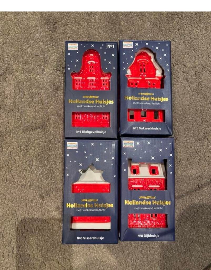 4 Nieuwe Hollandse Huisjes met Twinkelend Ledlicht, Ophalen of Verzenden, Nieuw