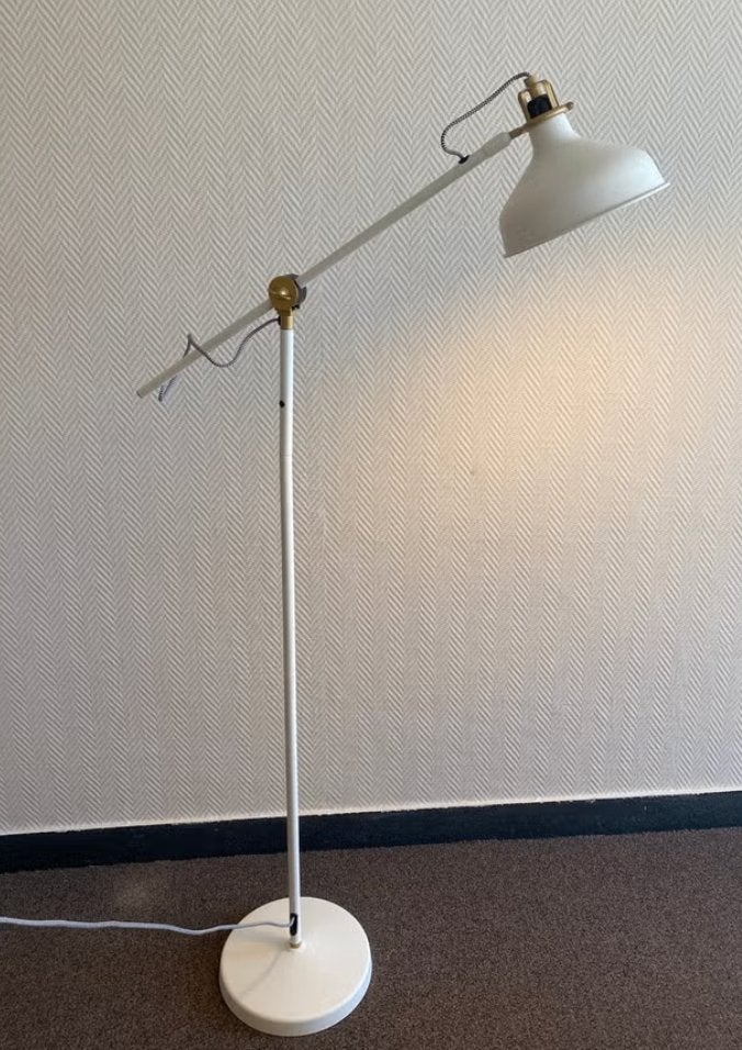 Ranarp staande schemerlamp - ecru gebroken wit Ikea, Ophalen, E27 (groot), Zo goed als nieuw, Metaal