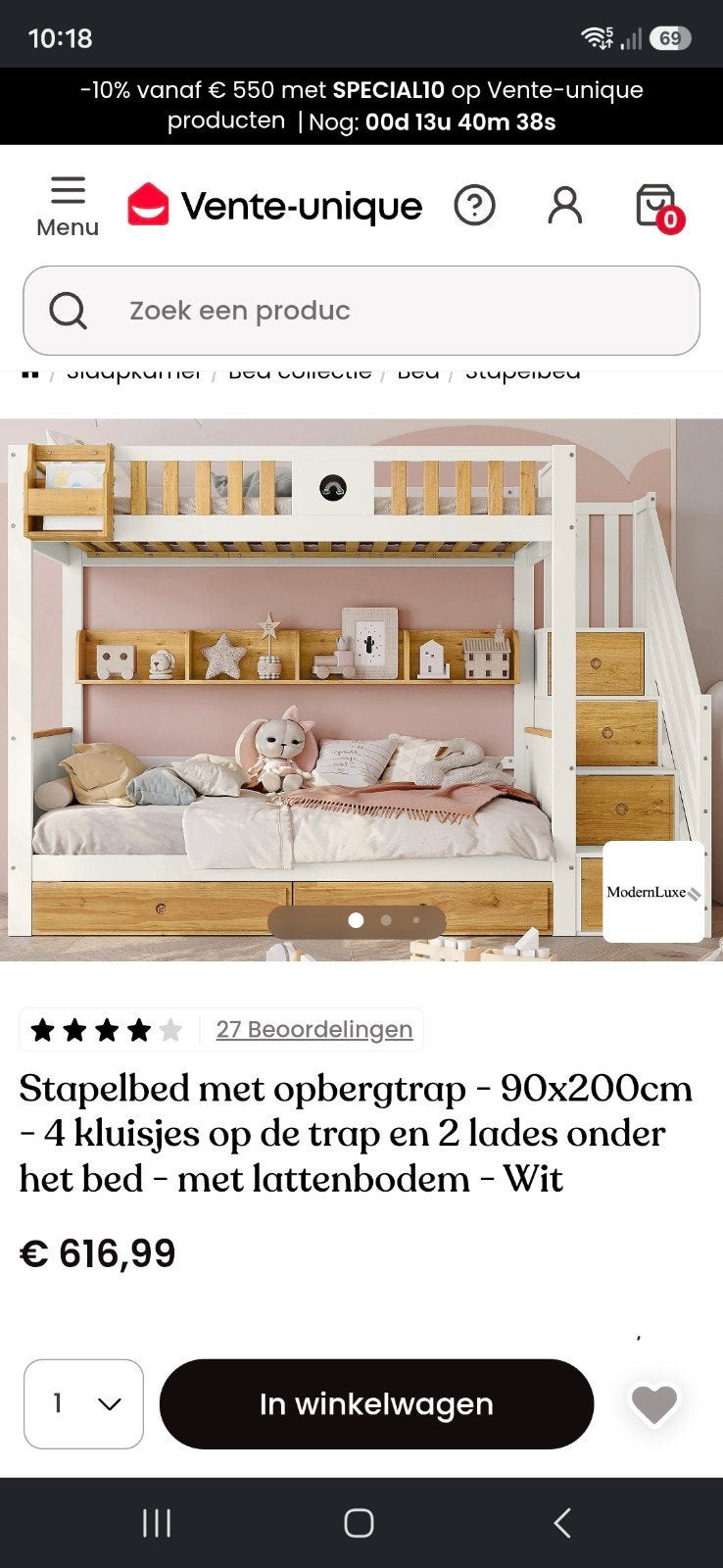 Lukse stapelbed, Ophalen of Verzenden, Zo goed als nieuw, Stapelbed