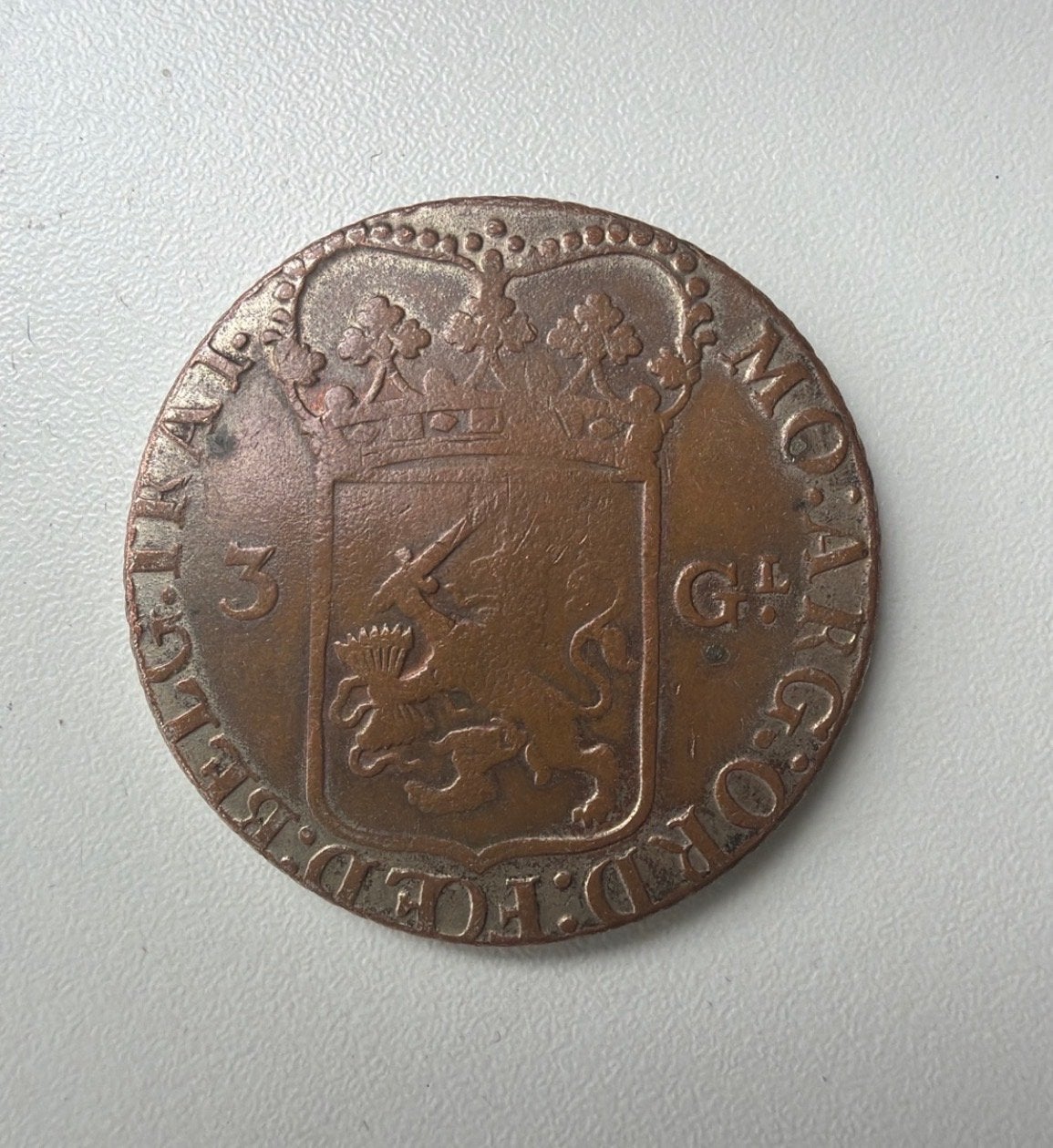 3 Gulden Gelderland 1794 originele historische munt, Ophalen of Verzenden, Vóór koninkrijk, Overige waardes, Losse munt