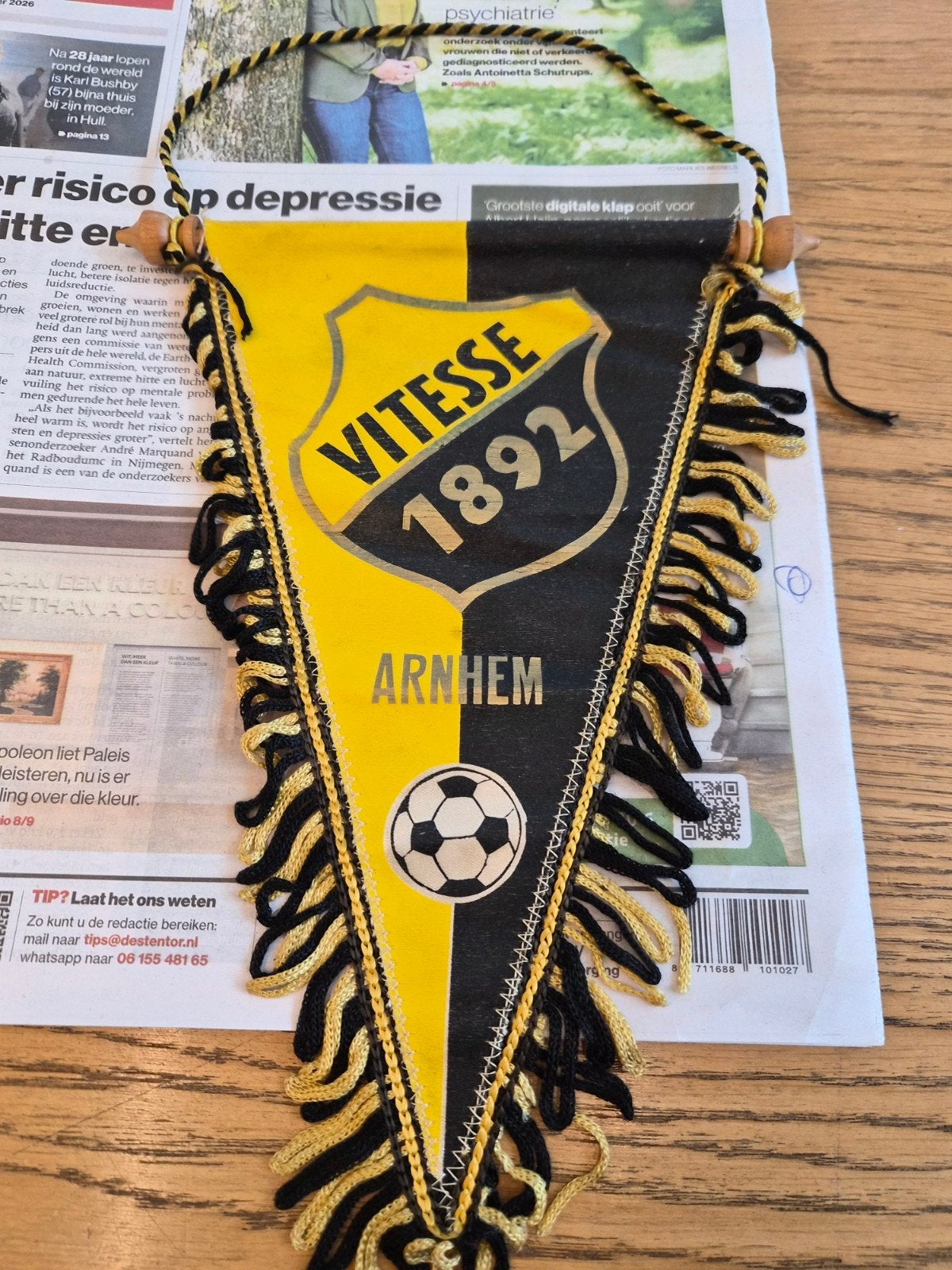 uniek .voetbalvaantje, Ophalen of Verzenden, Zo goed als nieuw, Vitesse, Vaantje of Sjaal
