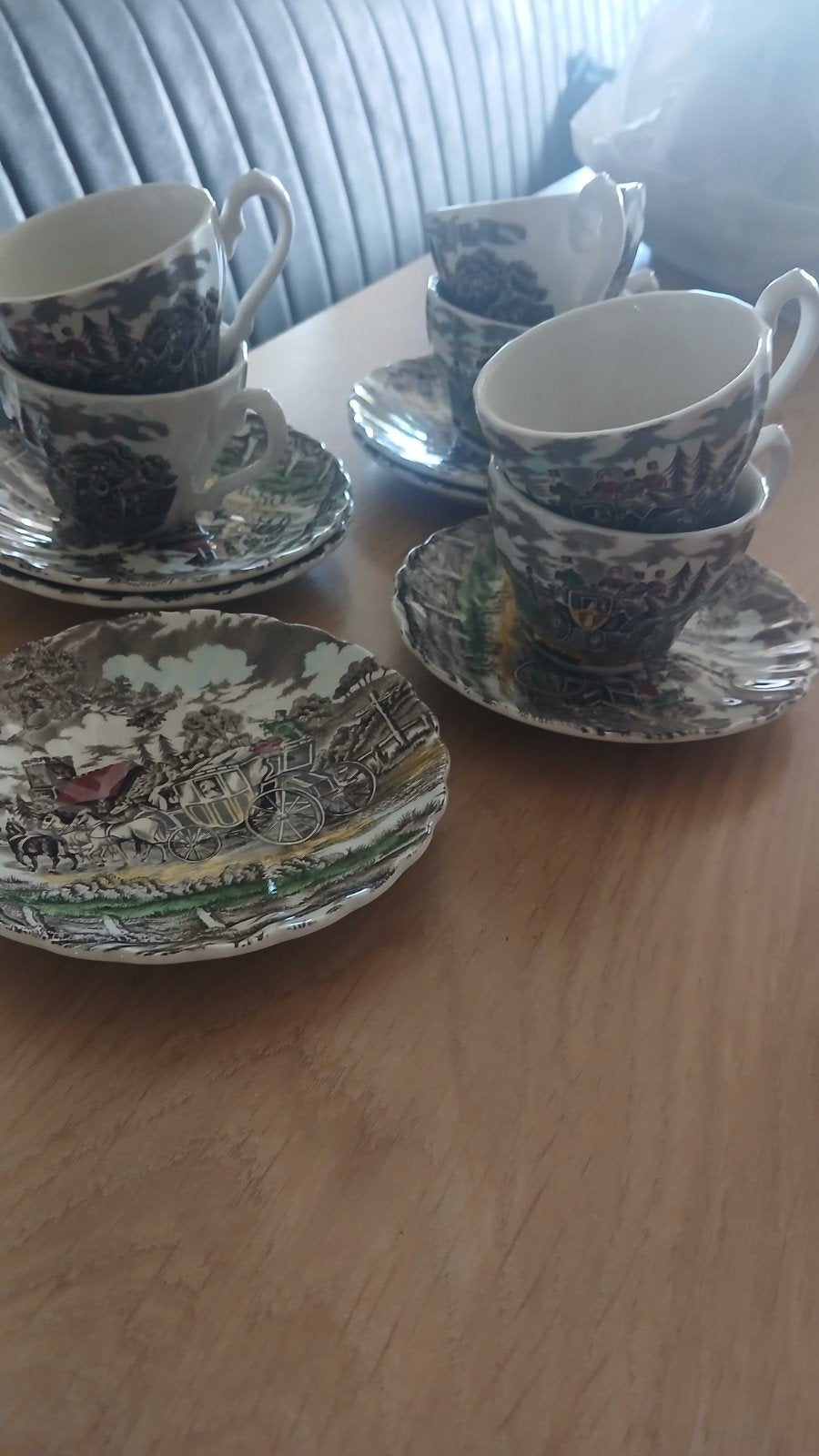 Vintage Royal Tudor Ware kop en schotel set (6 stuks), Ophalen of Verzenden
