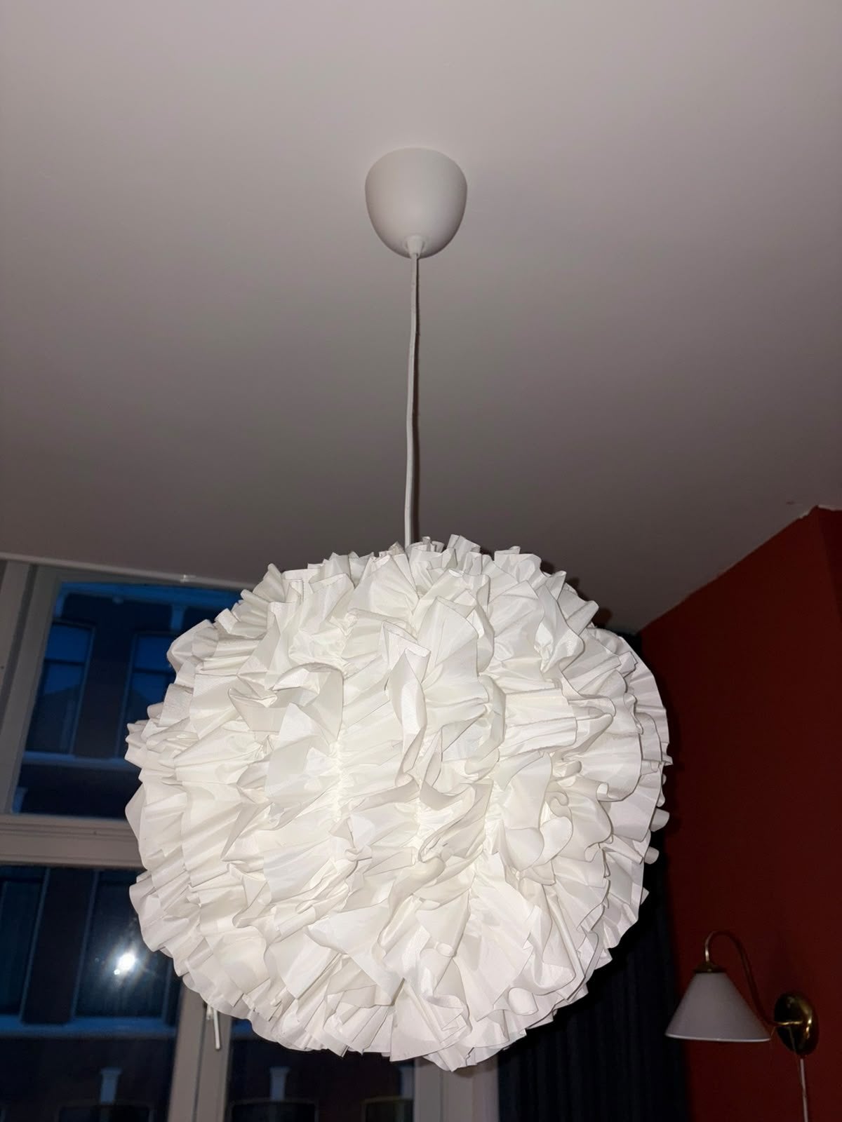 IKEA KNAPPA Hanglamp - Wit, Bloemvormig Design, Ophalen, Zo goed als nieuw, Kunststof, E27 (groot)