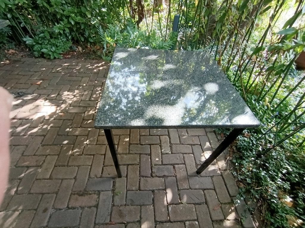 Terrastafels staal en marmerblad, Ophalen, Gebruikt, Vierkant, Overige materialen