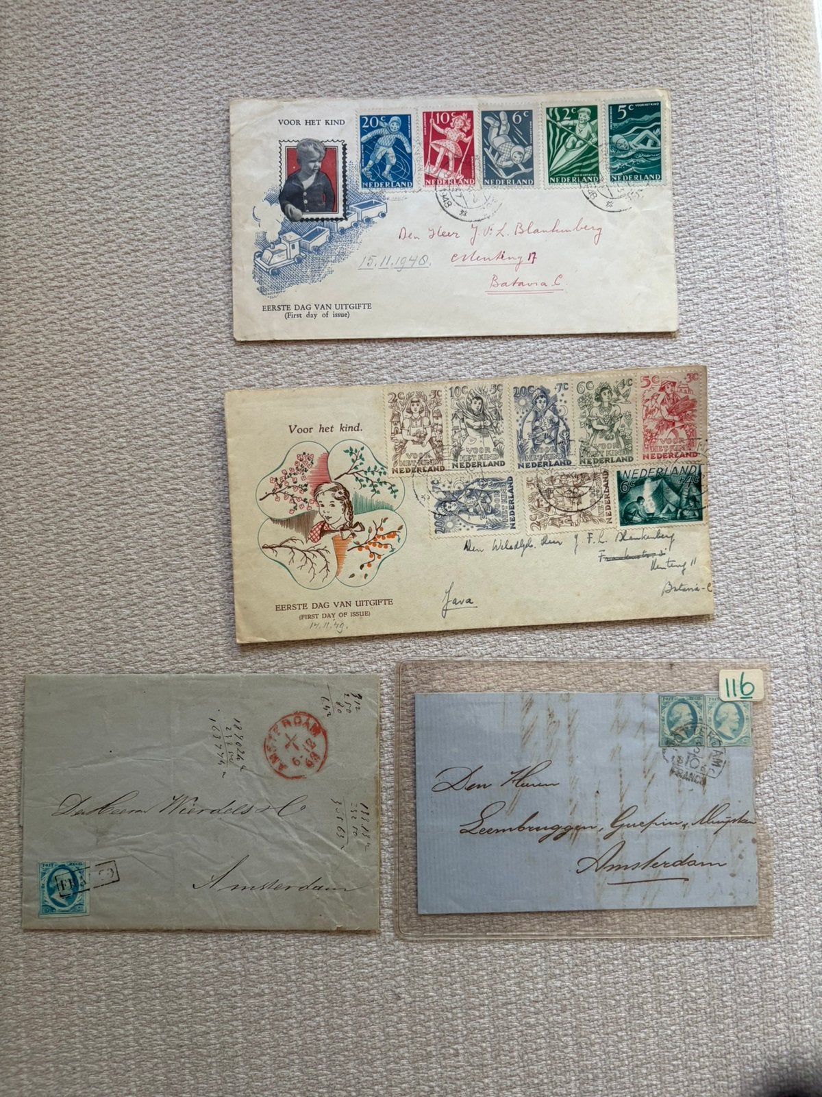 2 voorlopers eerste dag enveloppen plus 2 oude brieven, Postzegels en Munten, Ophalen of Verzenden, Buitenland