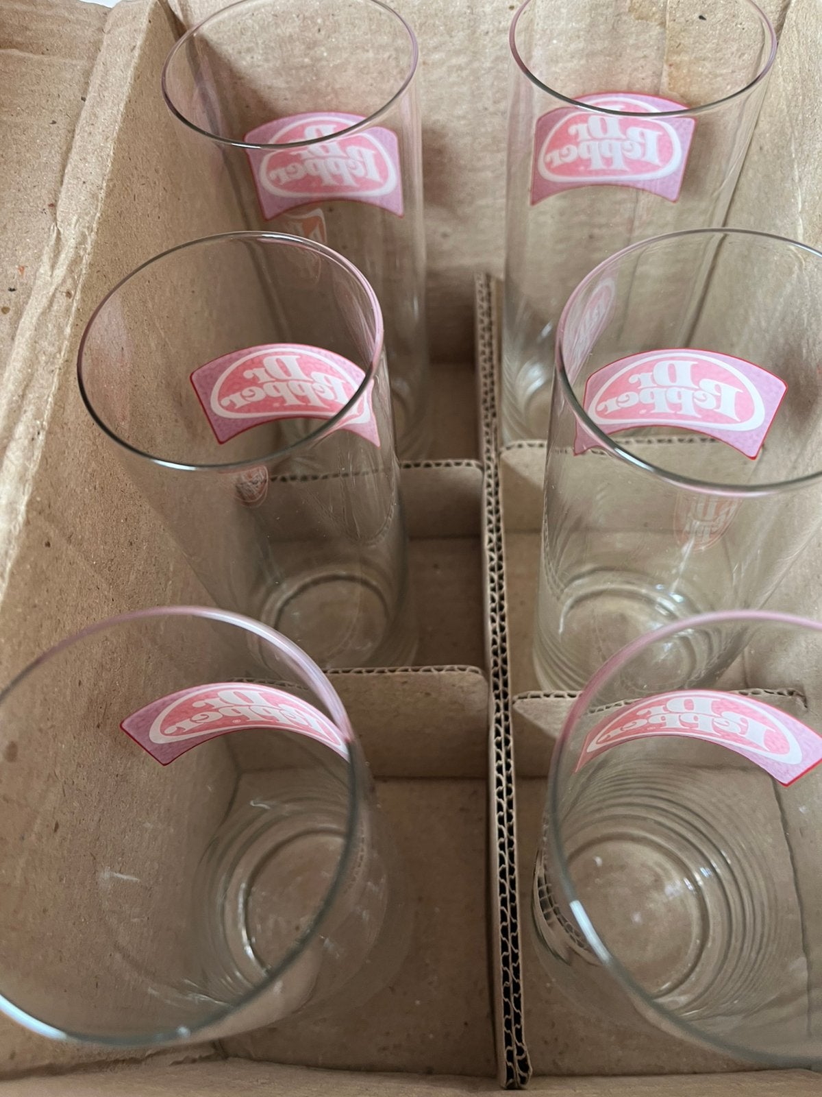 Dr Pepper glazen set van 6 glazen, Ophalen of Verzenden, Nieuw, Frisdrankglas
