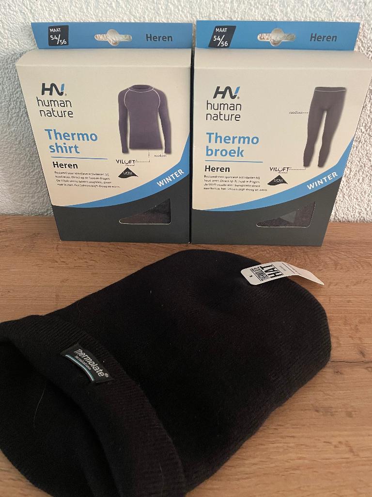 NIEUW Heren Thermokleding broek en shirt maat XL incl. muts, Ophalen, Overige typen, Maat 46/48 (XL) of groter, Nieuw