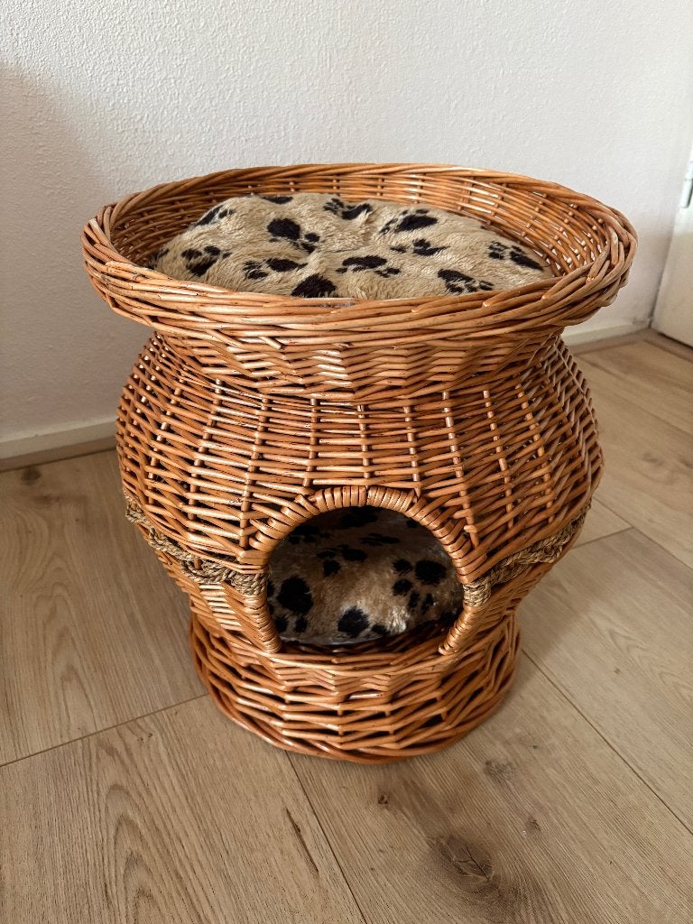 Kattenmand van Rotan met 2 kussens, Dieren en Toebehoren, Kattenmanden, Ophalen of Verzenden, Gebruikt, Riet