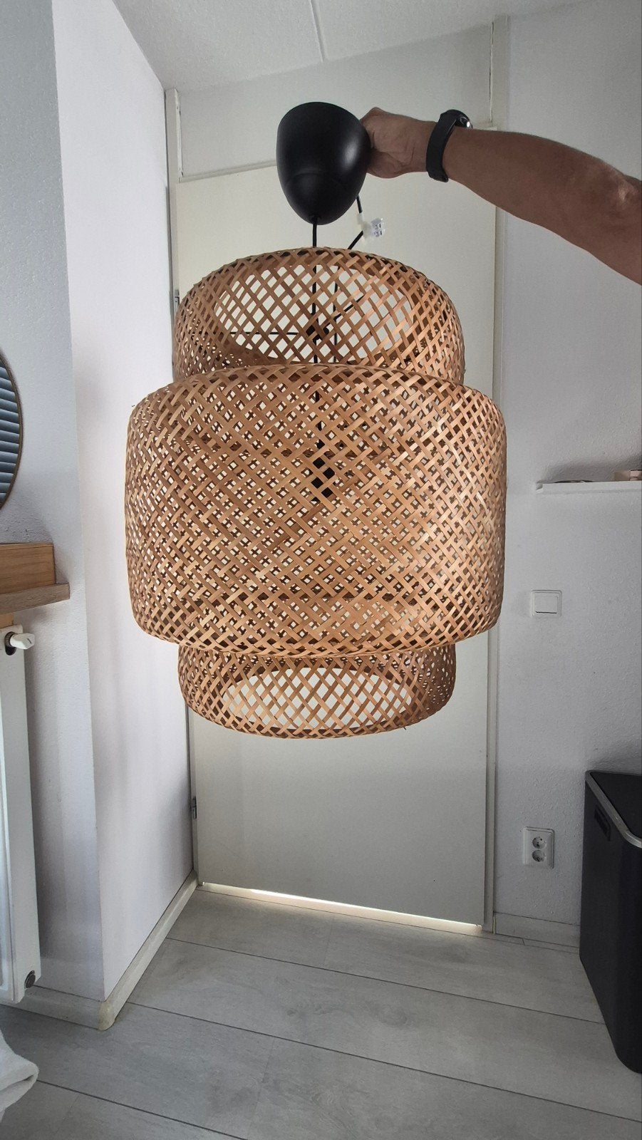 Ikea Sinnerlig bamboe hanglamp - Zo goed als nieuw, Huis en Inrichting, Lampen | Hanglampen, Ophalen, Zo goed als nieuw, Natuurlijk materiaal