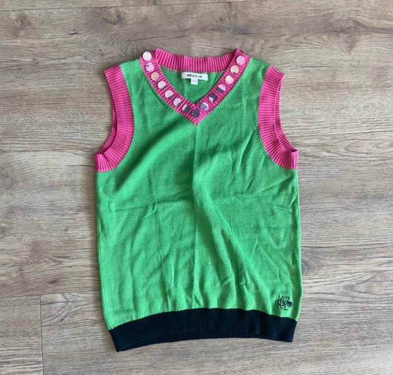 Kenzo Kids Spencer Groen Roze Met Pailletten Maat 146/152, Ophalen of Verzenden, Zo goed als nieuw, Meisje, Trui of Vest