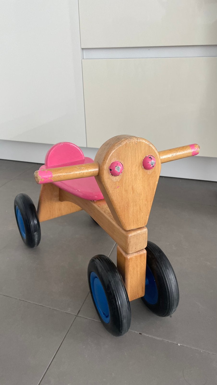 Houten driewieler, Ophalen, Gebruikt, Loopvoertuig