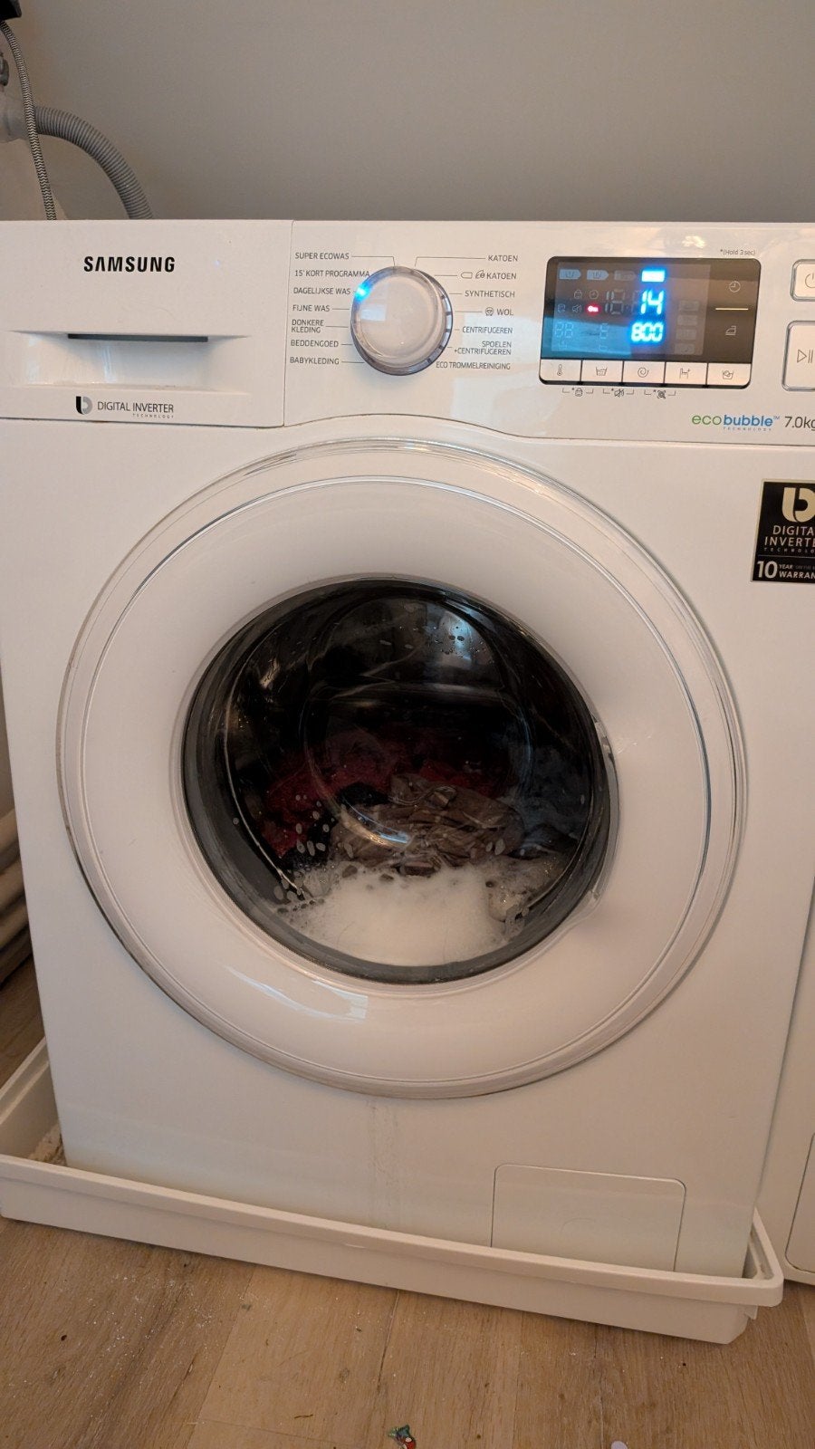 Samsung EcoBubble Wasmachine 7.0kg, Ophalen, 6 tot 8 kg, Wolwasprogramma, Voorlader