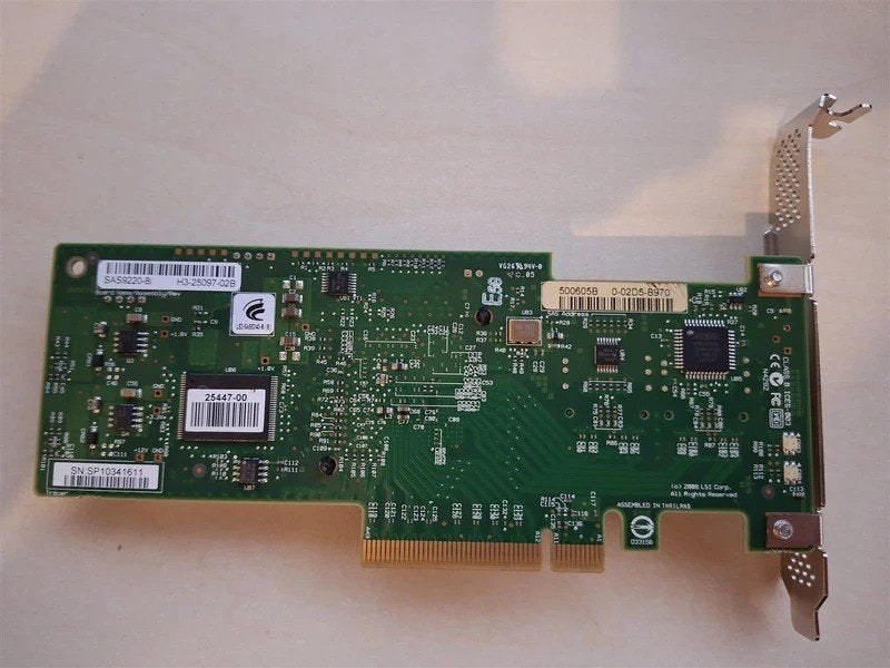 LSI SAS9220-8i SAS HBA SAS2008 + 2x SFF-8087 kabel, Intern, Gebruikt, SAS, Server