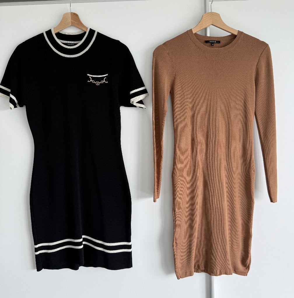 Nikkie jurken set - Zwart en Bruin, Maat 38/40 (M), Zwart, Ophalen of Verzenden, Zo goed als nieuw