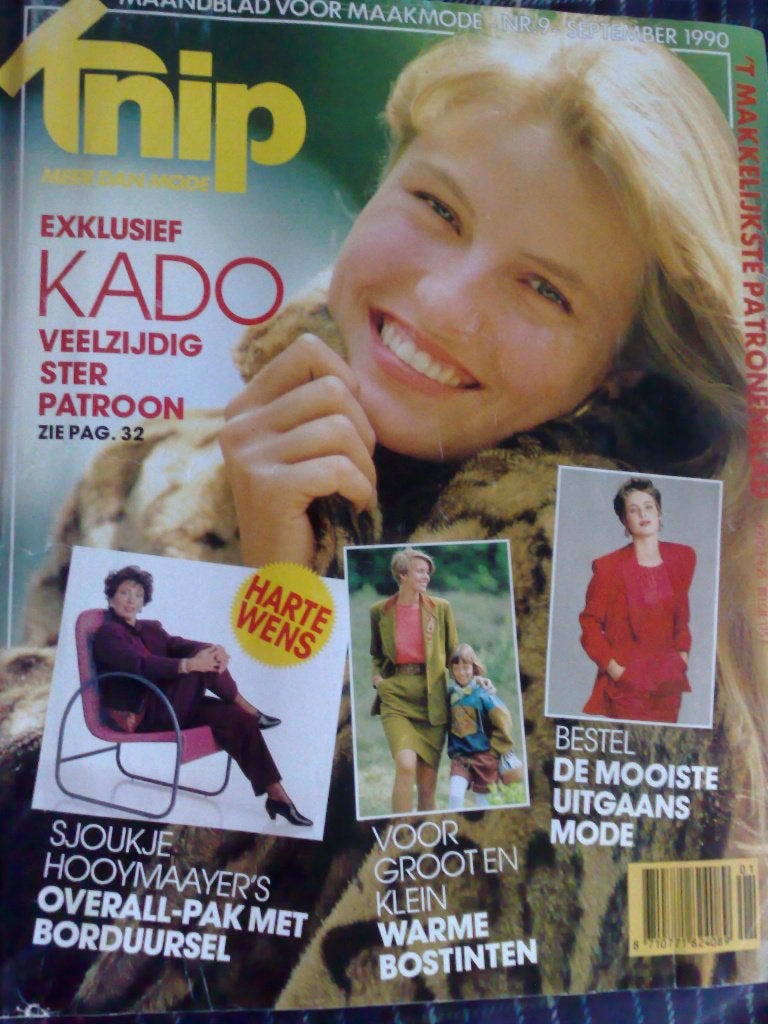Knipmode kledingpatronen september nr. 9 / 1990, Hobby en Vrije tijd, Kledingpatronen, Verzenden, Gebruikt, Vrouw, Knipmode