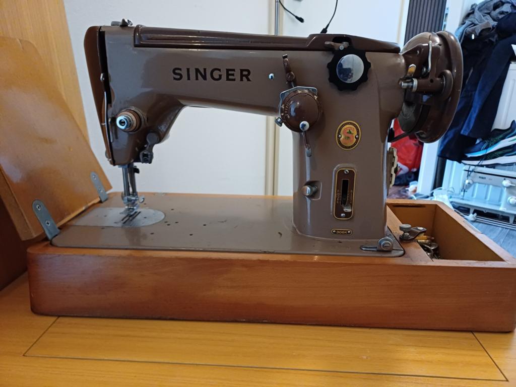 Vintage Singer Naaimachine in Houten Koffer, Ophalen of Verzenden, Gebruikt, Naaimachine, Singer