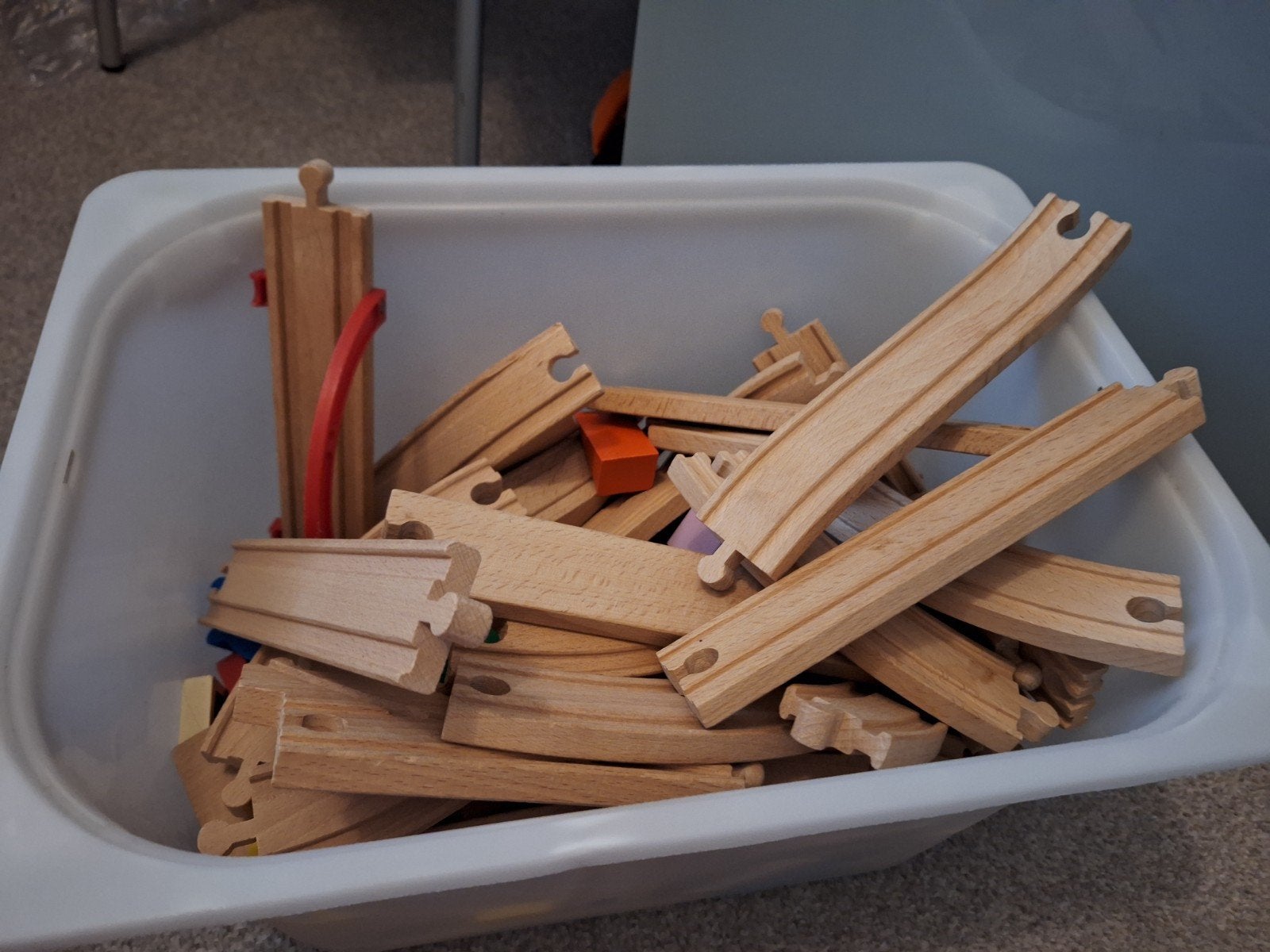 Houten treinset met dorpje, Kinderen en Baby's, Speelgoed | Houten speelgoed, Ophalen, Gebruikt, Overige typen