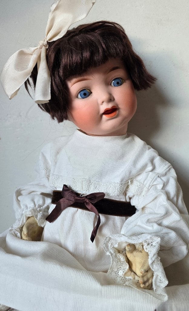 Antieke pop, heubach 342 meisje van 46 cm, Ophalen of Verzenden, Gebruikt, Pop