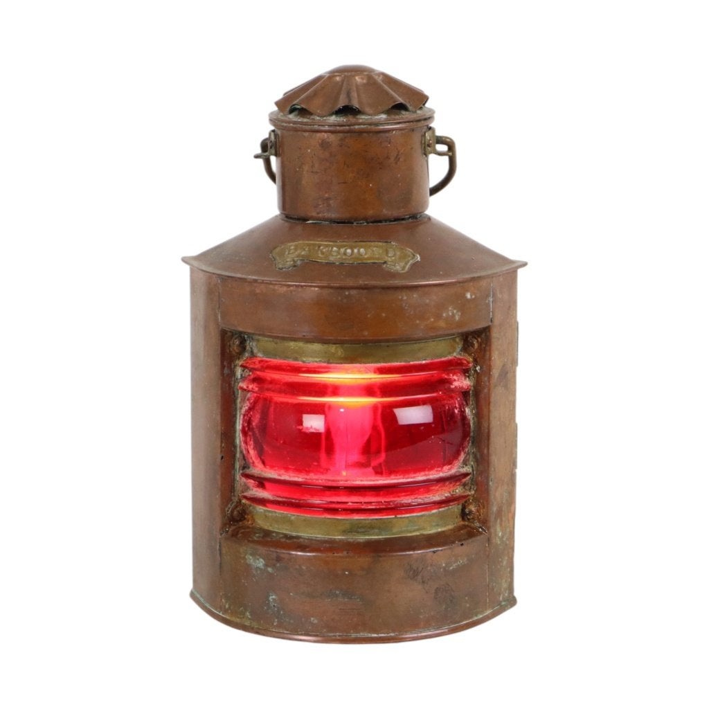 Kleine Scheepslamp DHR Bakboord Koper Maritiem 24cm, Ophalen of Verzenden, Gebruikt, Motorboot of Zeilboot, Gebruiksvoorwerp