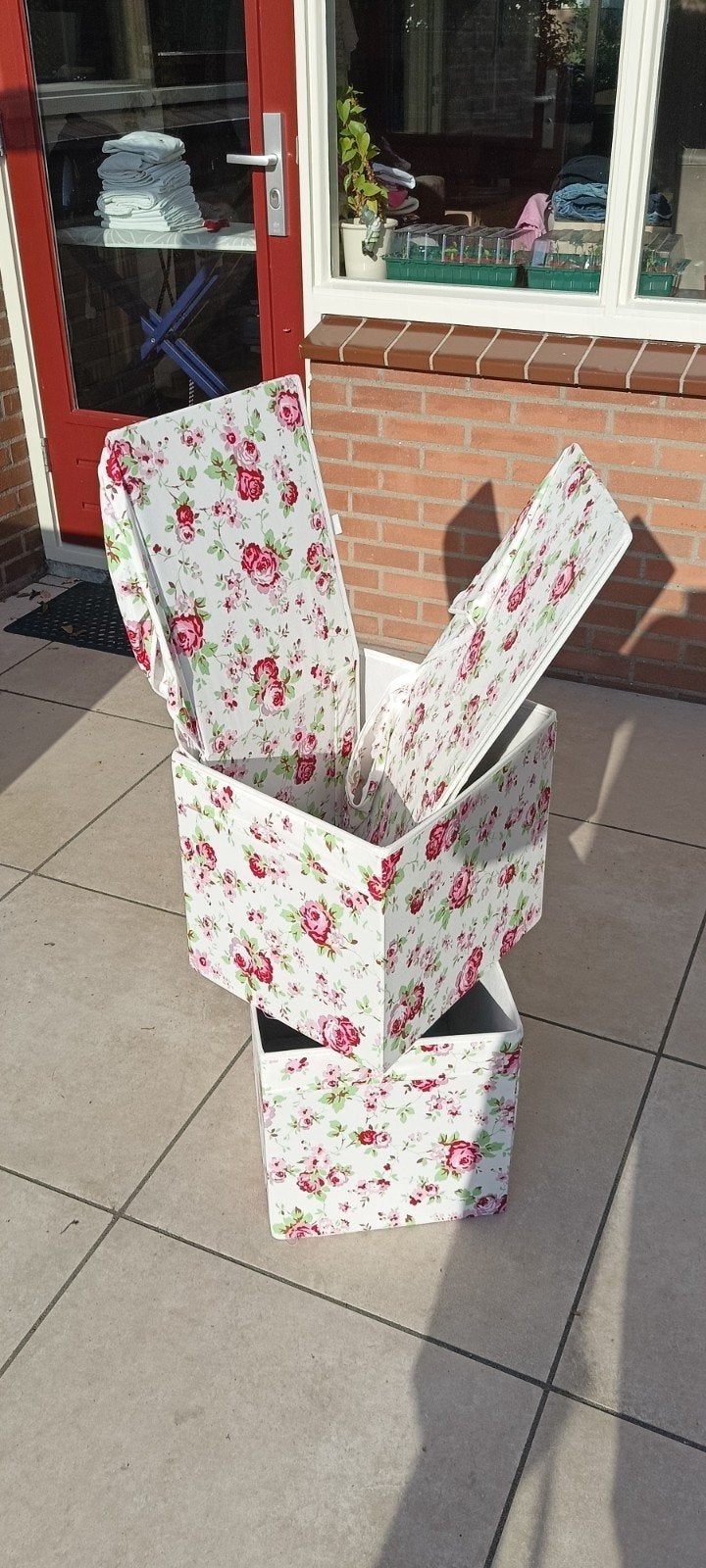 Set van 4 decoratieve opbergdozen met rozenprint, Ophalen, Minder dan 50 cm