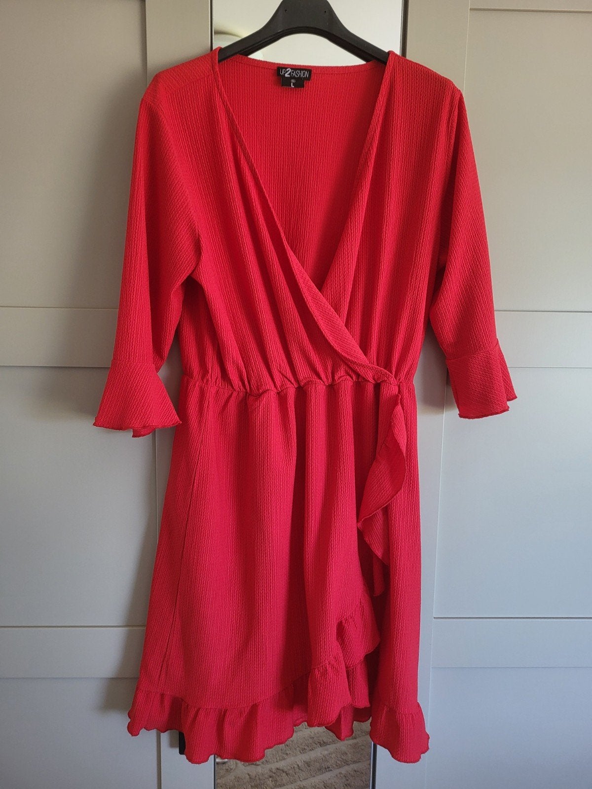 Rood jurkje met elastiek in de taille, maat L, Maat 42/44 (L), Ophalen of Verzenden, L2 Fashion, Gedragen