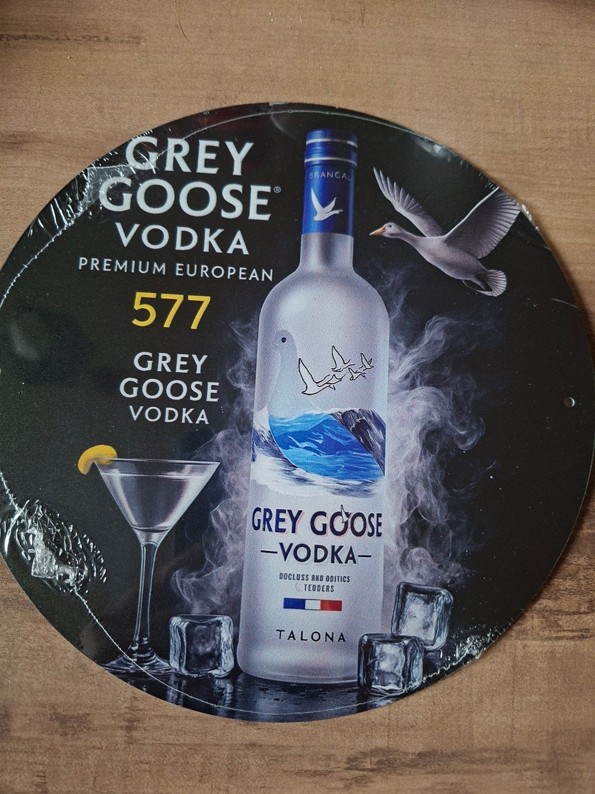Grey Goose Vodka metalen reclamebord - 20 cm, Ophalen of Verzenden, Nieuw, Reclamebord