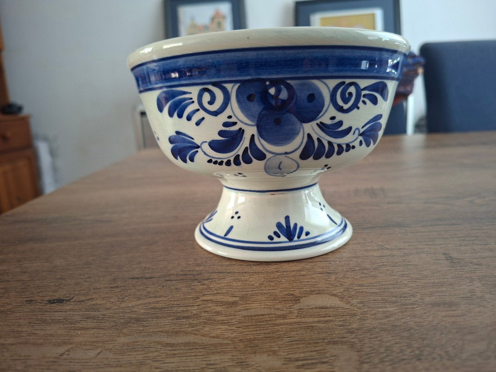mini delfsblauw schaal op poot, Antiek en Kunst, Ophalen
