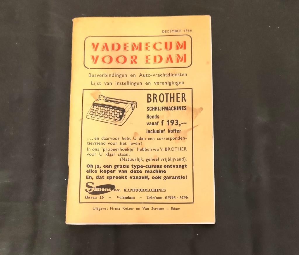 VADEMECUM voor Edam  Boekje met 64 blz, Ophalen of Verzenden, Zo goed als nieuw