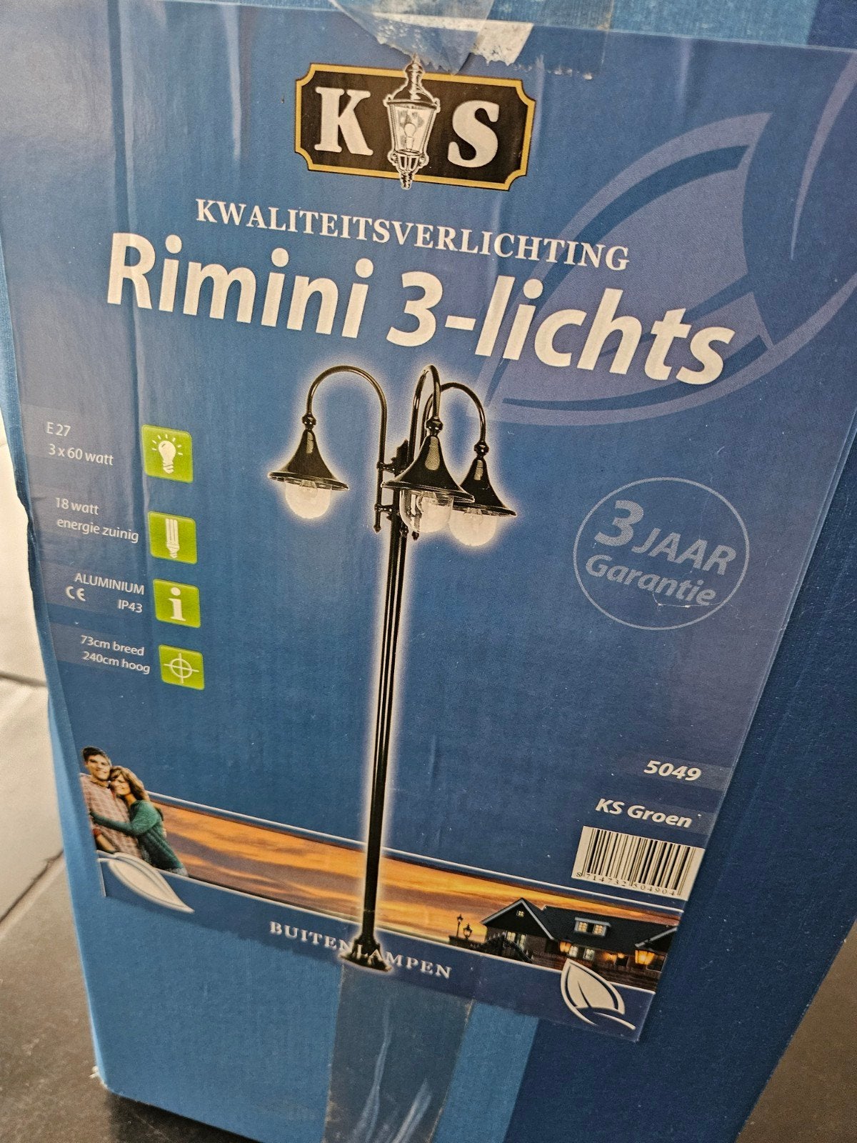 KS Kwaliteitsverlichting Rimini 3-lichts Buitenlamp, Tuin en Terras, Ophalen, Staande lamp, Netvoeding, 250 watt of meer