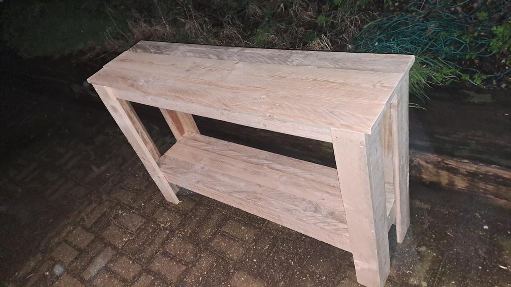 NIEUW Pallethouten sidetable, Ophalen, Nieuw, 25 tot 50 cm, Rechthoekig