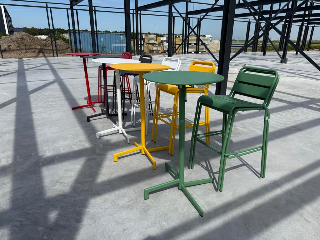 Bar krukken & tafels, Huis en Inrichting, Barkrukken, Nieuw, 90 cm of meer, Metaal, 5 krukken of meer, Met voetsteun, Ophalen