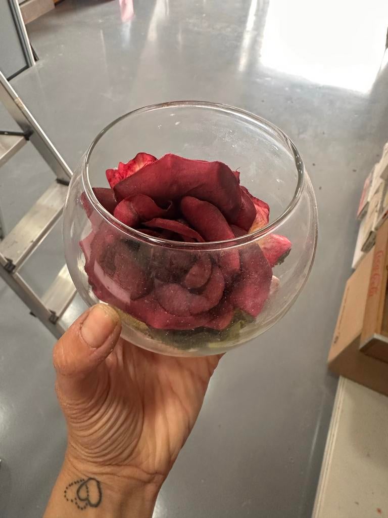 Bloem versiering in glazen pot, Binnen, Gebruikt, Ophalen of Verzenden, Glas