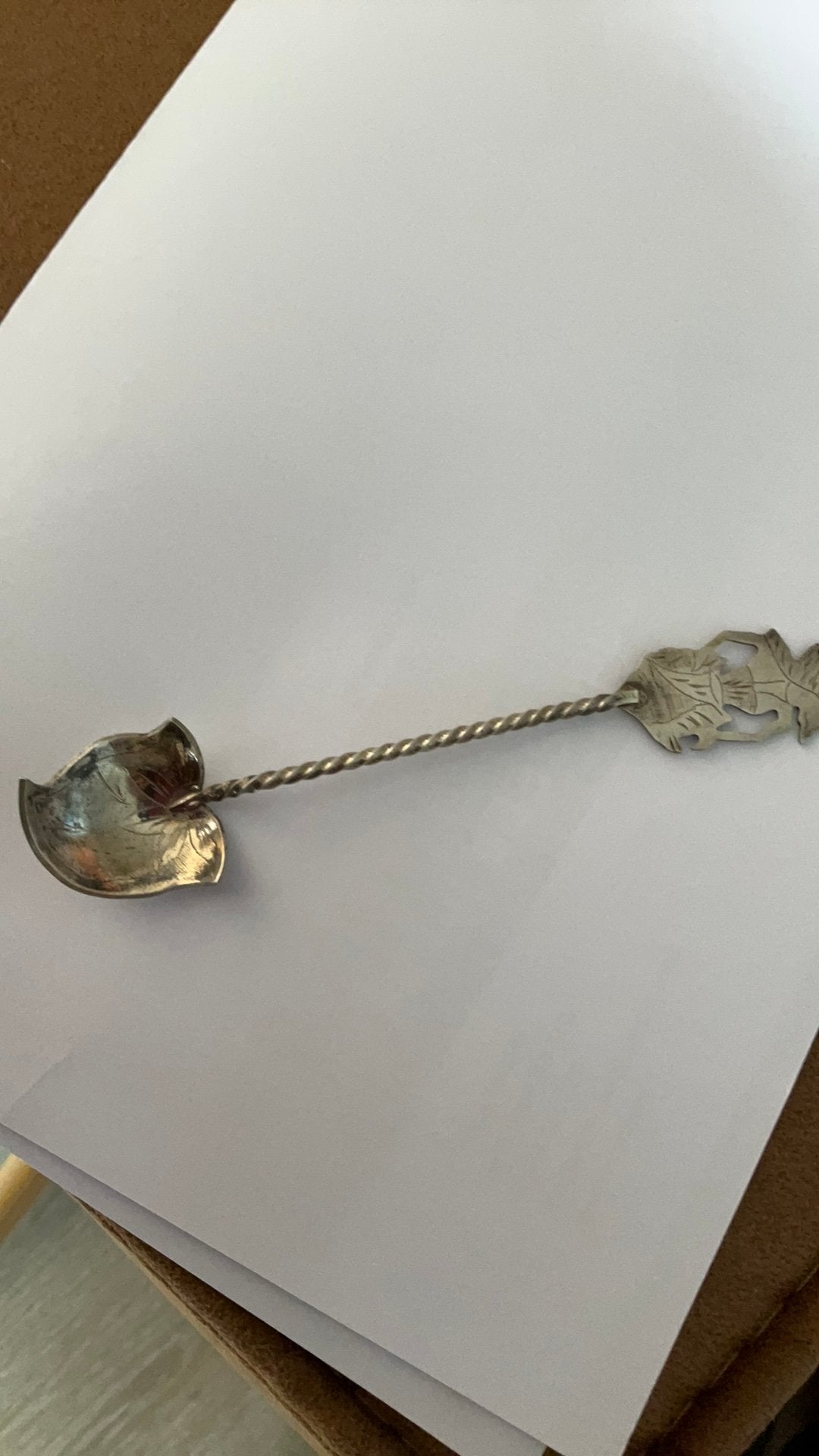 Indisch lepeltje Wajang  gekeurd, Verzenden, Zilver