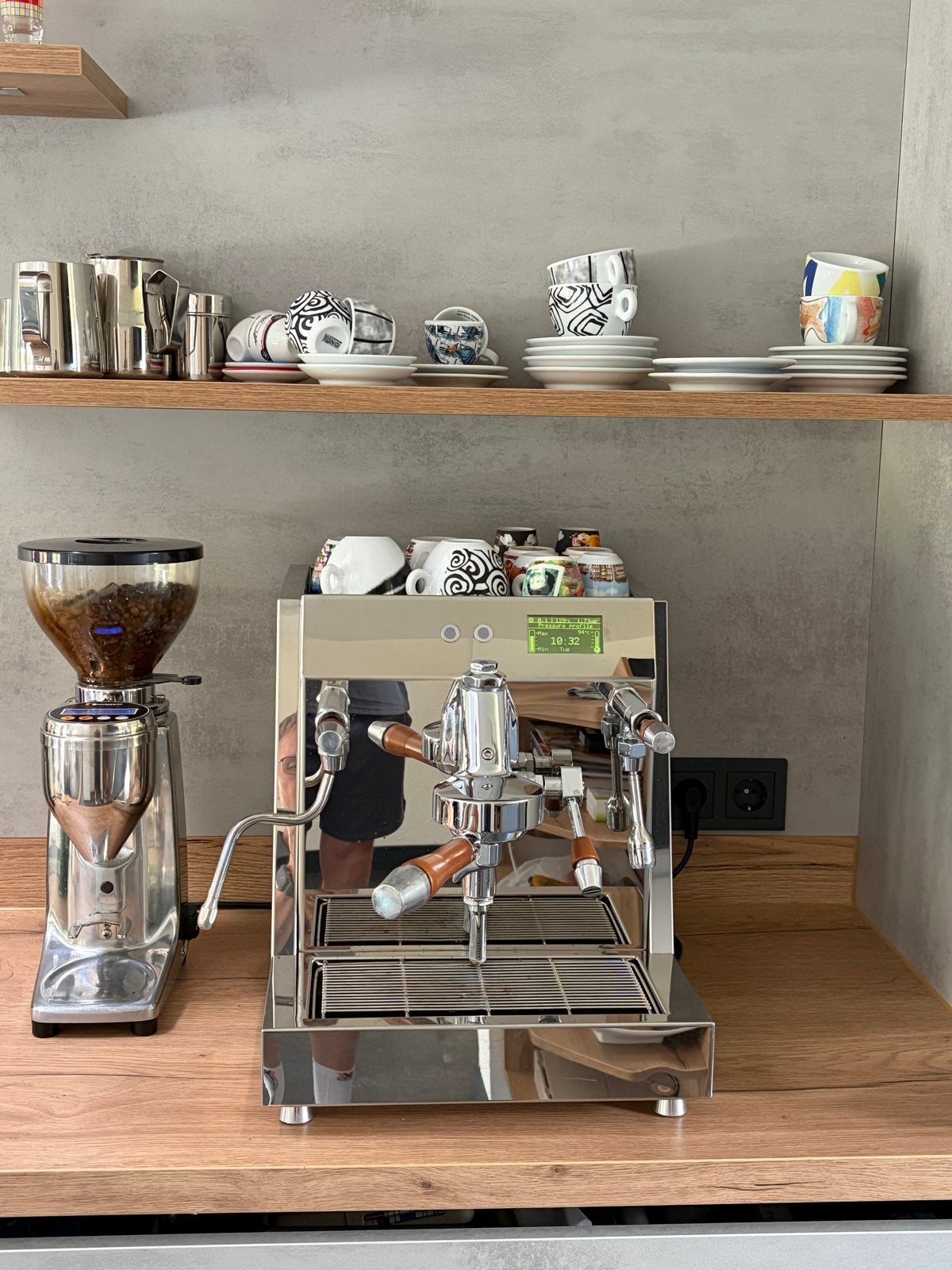 Vesuvius V10 dual boiler espresso machine met Quamar Q50E, Ophalen, Gebruikt, Espresso apparaat, 10 kopjes of meer