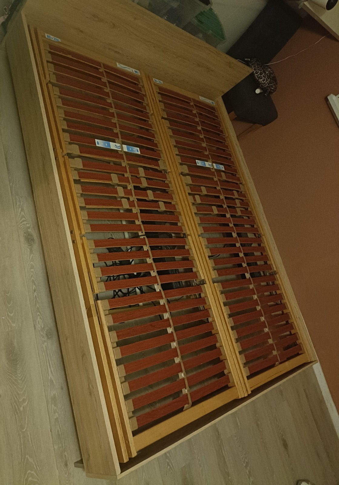 elektrische Verstelbare lattenbodems (2x) 80x200 cm, Ophalen, Bruin, Tweepersoons, 80 cm