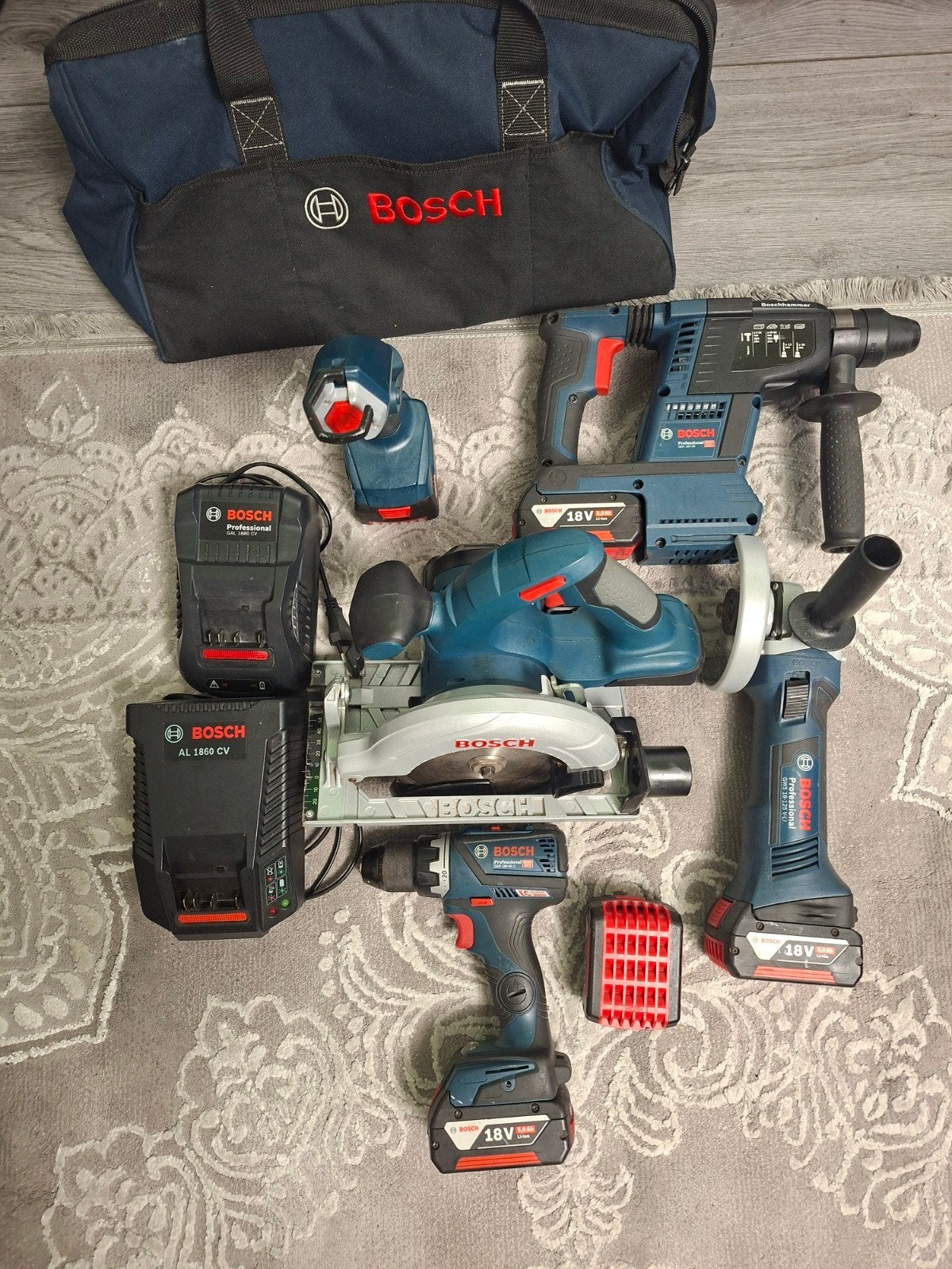 Bosch 18V Accugereedschap Set met Accu's en Opladers, Ophalen of Verzenden, Gebruikt