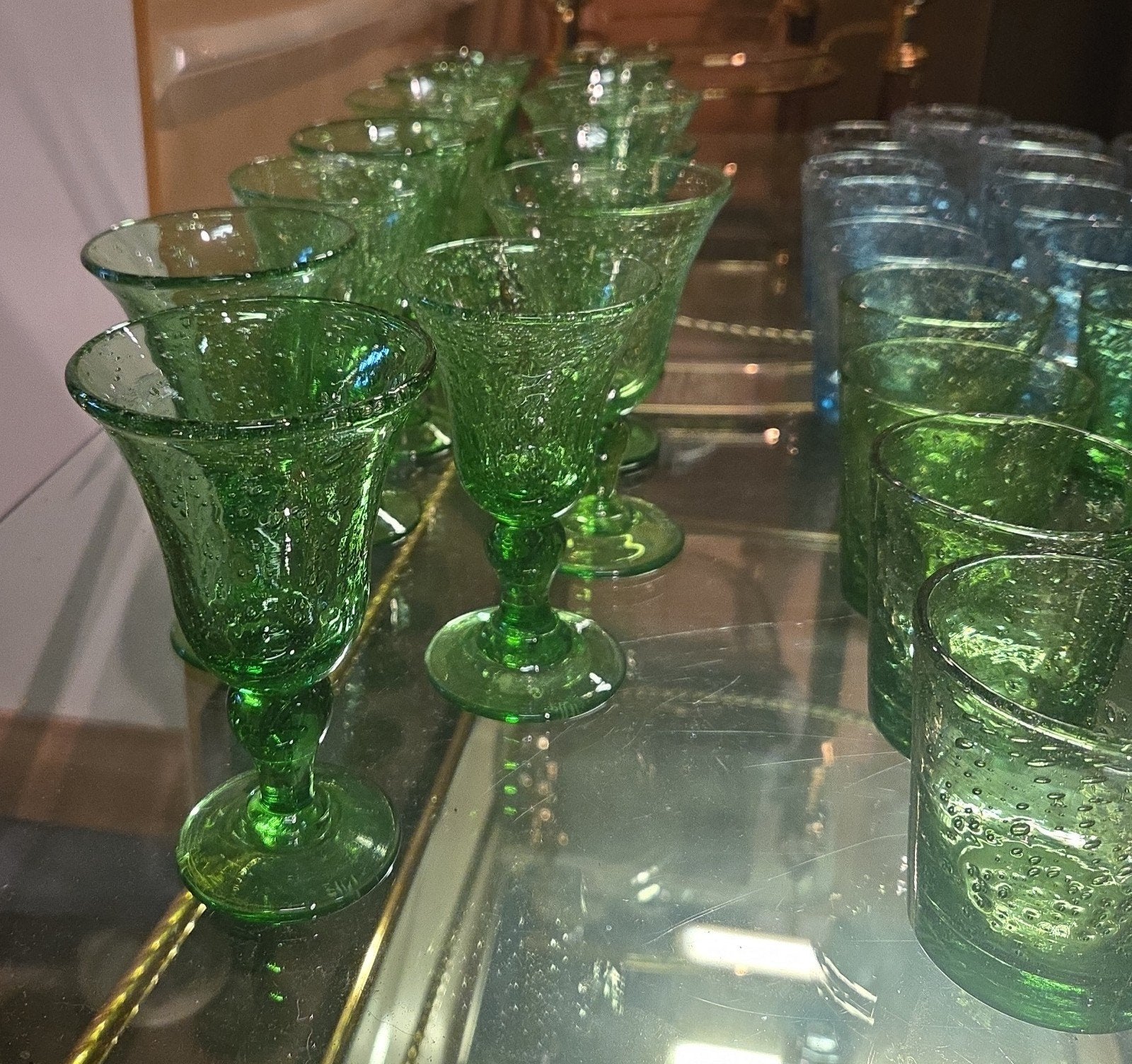 handgeblazen Biot Provence glaswerk glazen groen en blauw, Ophalen