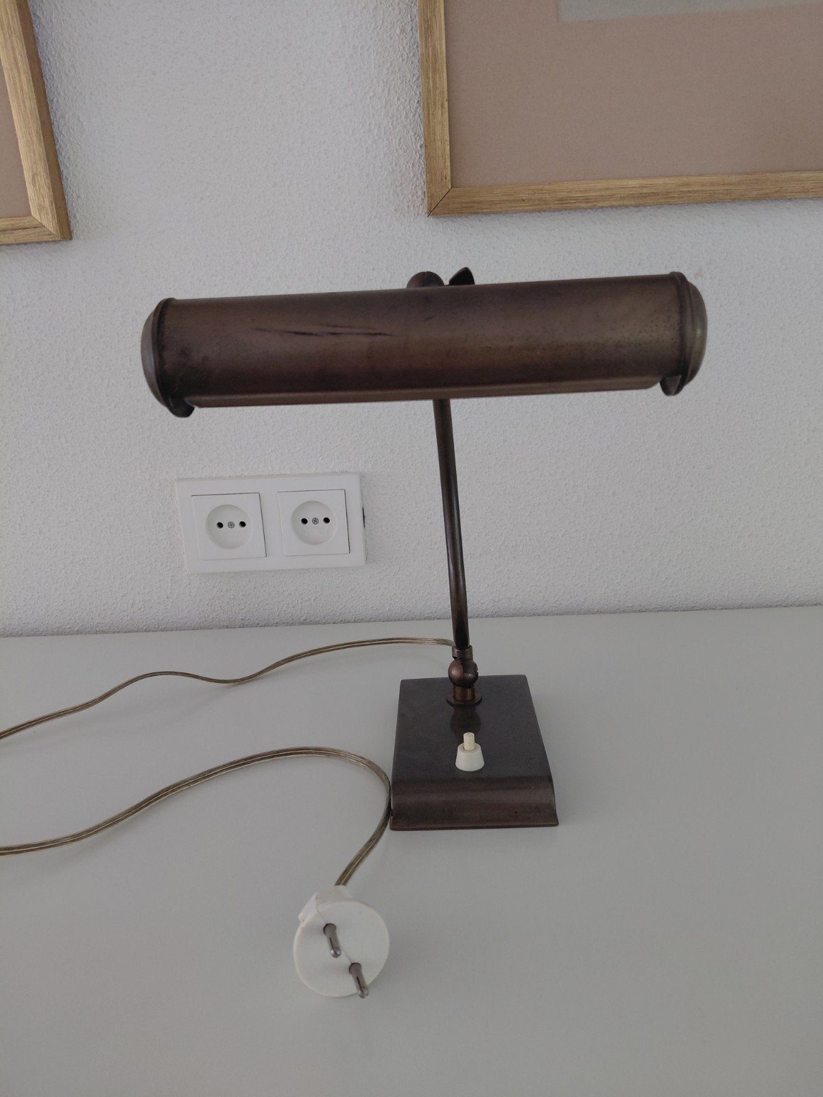 Bronzen pianolampje - Vintage bureaulamp, Ophalen of Verzenden