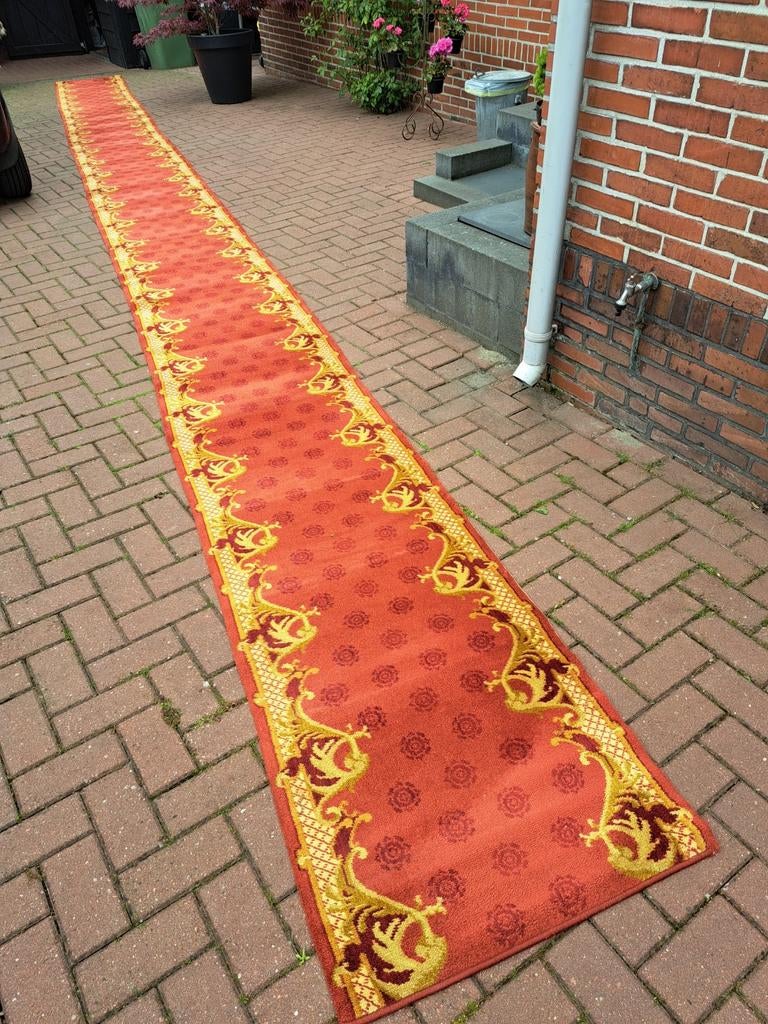 Oude traploper met roeden., Huis en Inrichting, Stoffering | Tapijten en Kleden, Ophalen, Gebruikt, Rechthoekig