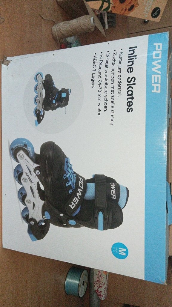 Power skeelers / inline skates zwart-blauw (maat 34/37), Overige merken, Verstelbaar, Verzenden, Kinderen