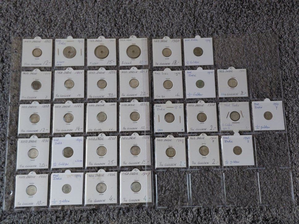 32x Zilveren 5 en 10 cent munten Nederlands-Indië KWALITEIT!, Postzegels en Munten, Koning Willem III, Setje, Zilver, Overige waardes