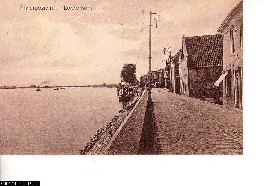 Ansichtkaart	Lekkerkerk	Riviergezicht, Verzamelen, Ansichtkaarten | Nederland, Verzenden, 1940 tot 1960, Ongelopen, Zuid-Holland