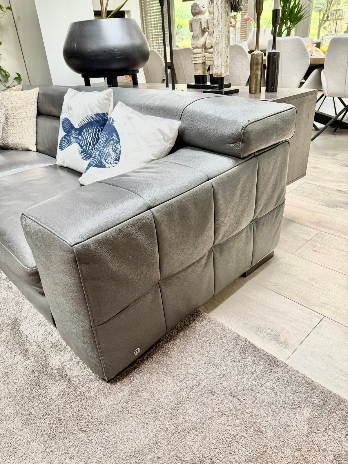2 Leren banken Natuzzi Nicolaus - 236x106x74 cm, Huis en Inrichting, Banken | Bankstellen, 100 tot 125 cm, Driepersoons, Leer