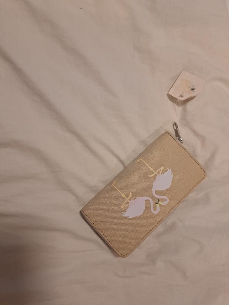 Nieuwe portemonnee met flamingo-opdruk, Sieraden, Tassen en Uiterlijk, Portemonnees, Ophalen of Verzenden, Nieuw, Beige, Overige merken