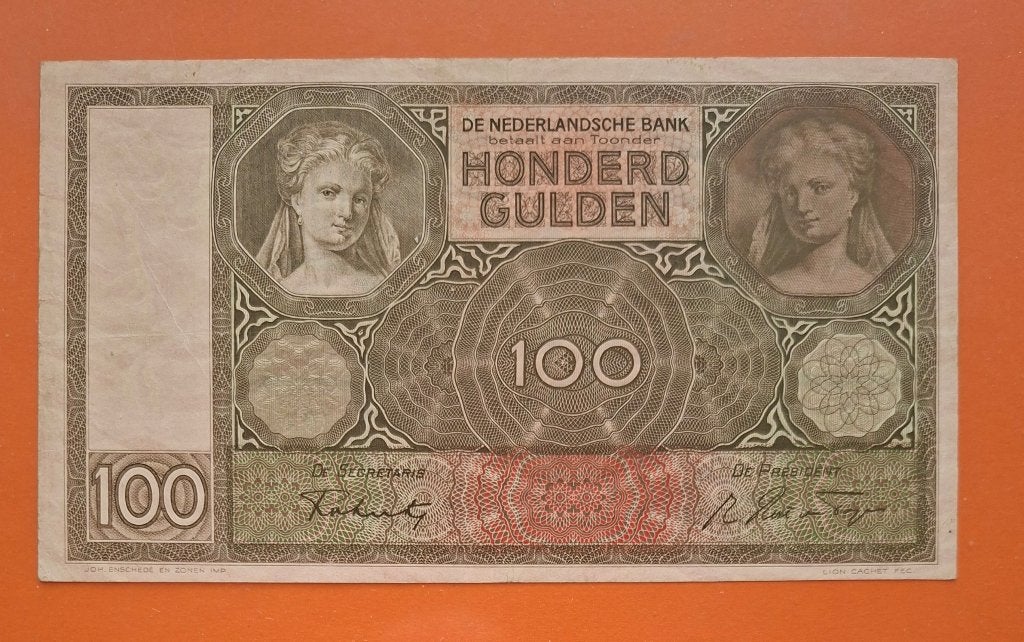 Bankbiljet 100 gulden 1941 Luitspelende vrouw, cat. PL97.d1, Verzenden, 100 gulden, Los biljet