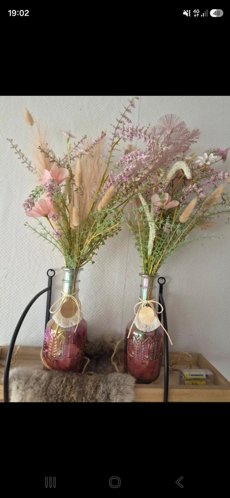 Kunstbloemen & droogbloemen in vaas, Ophalen, Meerkleurig, Inclusief droogbloemen, Glas