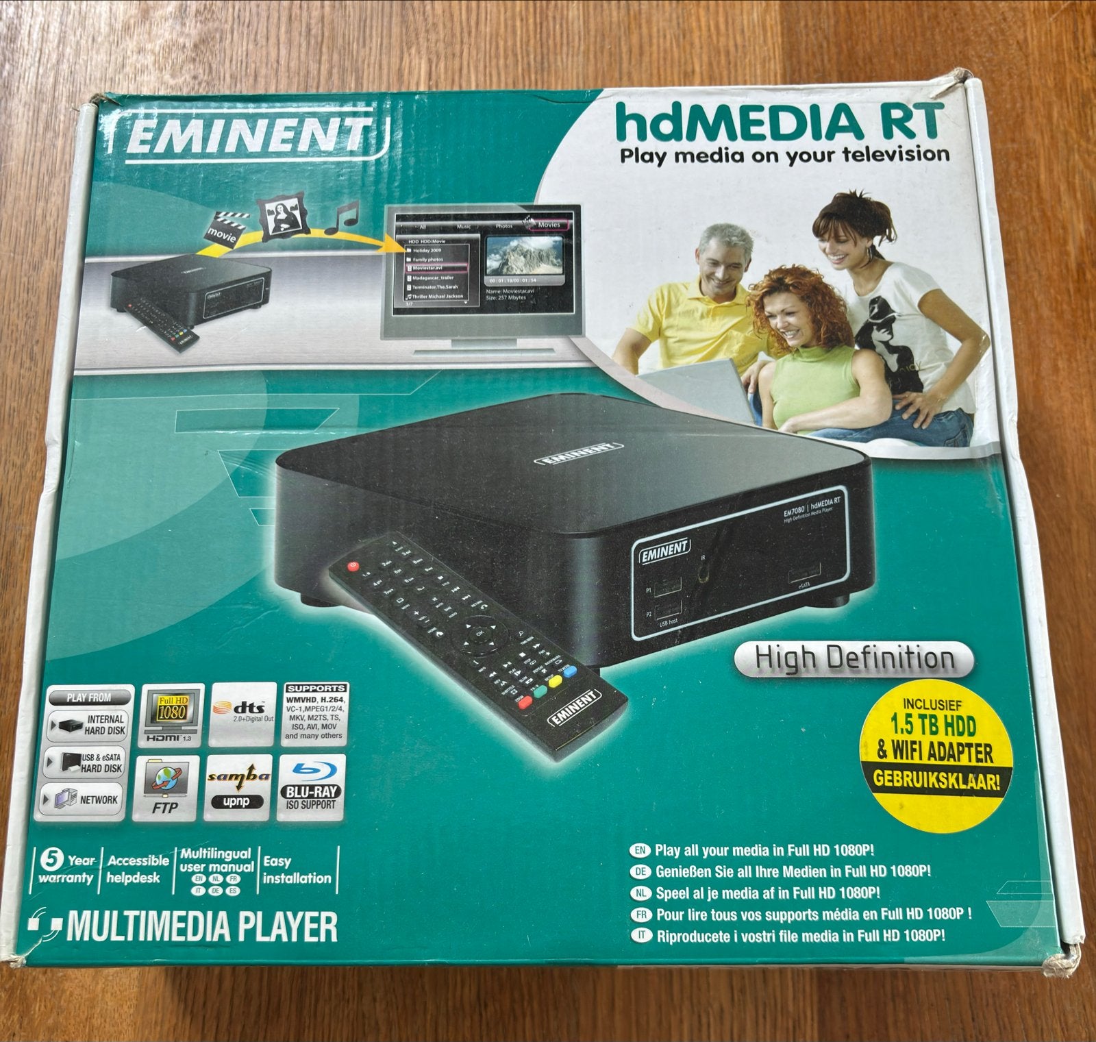 Eminent hdMEDIA RT Multimedia Speler met 1.5 TB HDD, Ophalen, Zo goed als nieuw, HDMI, 1500 GB of meer