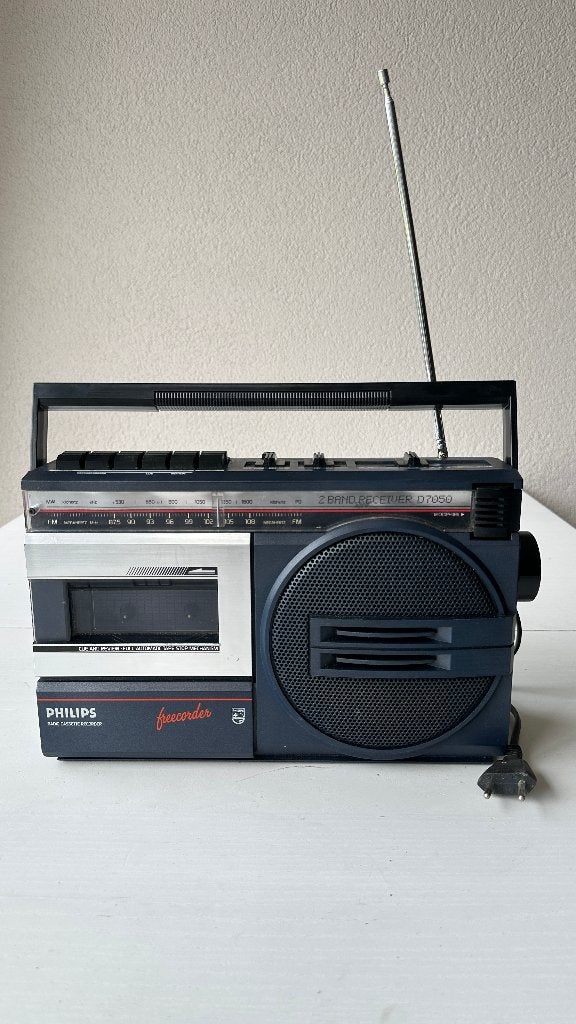 Vintage Philips Freecorder D7050 draagbare radio / cassette, Audio, Tv en Foto, Radio's, Ophalen of Verzenden, Gebruikt, Transistorradio
